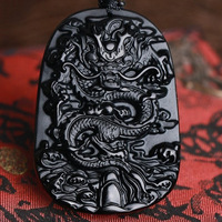 Collier pendentif Bouddha Guanyin en obsidienne naturelle, Ruyi, saint patron bouddhiste, unisexe, personnalisable, cadeau religieux Bouddha/figurine
