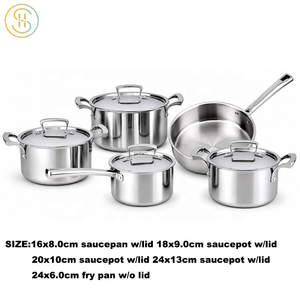 Ustensiles de cuisine authentiques bon marché 9 pièces ensemble de casseroles en acier inoxydable pour cadeaux commerciaux ménagers - Product Image 3