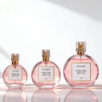 Flacon de parfum vide personnalisé de haute qualité 30ml 50ml 100ml Boîte ronde en verre transparent avec pulvérisateur à pompe de luxe Impression d'écran