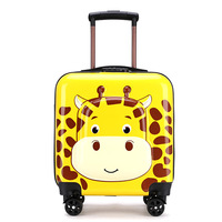 Valise à roulettes universelle de 18 pouces avec serrure à code, motif dessin animé, cabine 3D en ABS PC, sac à bagages pour cadeau d'enfant, singe bleu rose