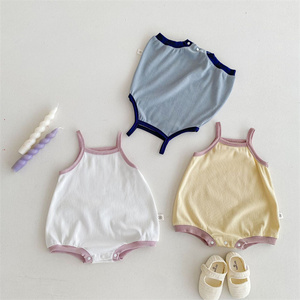 1 pezzo pagliaccetto in cotone tinta unita con etichetta privata - Product Image 1