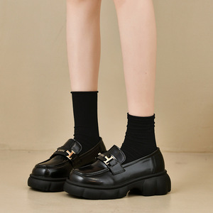 Platform Loafers for Women Microfiber Leather <strong>Shoes</strong> Small <strong>Size</strong> <strong>35</strong> Height Increasing Slip on Commuter Single <strong>Shoes</strong> - Product Image 3