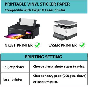 Papel Adhesivo Transparente de <span class=keywords><strong>Vinilo</strong></span> de 8.5x11 Pulgadas, Adhesivo Brillante Transparente de 216x279, Etiqueta Personalizada Mate Imprimible a Prueba de Agua para Impresora de Inyección de Tinta - Product Image 6