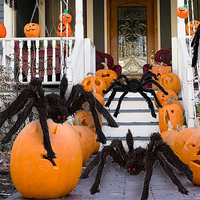 Araignée géante en peluche de 90 cm pour Halloween, accessoires de scène d'horreur, araignée colorée pour fête d'Halloween, impression typographique moderne