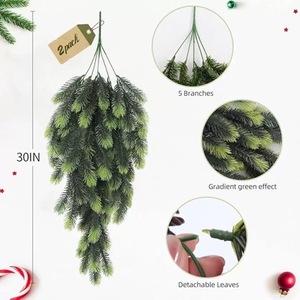 Branches de pin artificielles Wanmei 30 pouces, effet blanc dégradé, feuilles détachables, décoration murale de Noël - Product Image 4