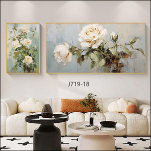 Peinture à l'huile sur toile de fleur de <span class=keywords><strong>grand</strong></span> <span class=keywords><strong>format</strong></span> de style moderne décoration d'art mural imprimé pour la base de support de papier de <span class=keywords><strong>salon</strong></span> vente en gros - Product Image 2