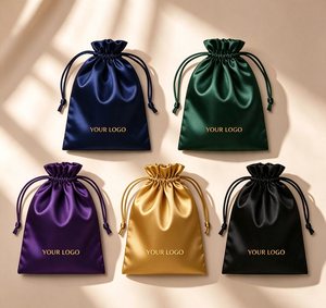 Mutil Size Fashionable Silk Drawstring Storage Bag Small Minimalist Jewelry Pouch Elegant Gift Packaging Beige <b>Satin</b> Dust Cover - Product Image 6