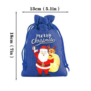 Bolsa de Arpillera con Diseños Navideños 13x18cm, Bolsa de Lino Navideña Reutilizable, Bolsa de Yute para Decoraciones Festivas y Envoltura de Regalos - Product Image 3