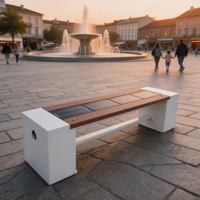 Banc solaire intelligent sans dossier, banc de charge photovoltaïque extérieur avec chargeur USB et sans fil