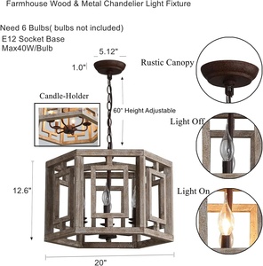 <span class=keywords><strong>Lustre</strong></span> de Salle à Manger Vintage en Bois avec Design Élégant pour Restaurant ou Salon - Product Image 4