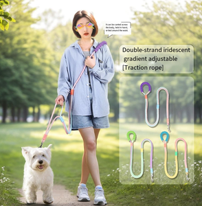 Correa de perro de doble capa antipérdida con correa cruzada ajustable y mango de espuma espacial, correa de seguridad reflectante de nailon duradero para mascotas - Product Image 4