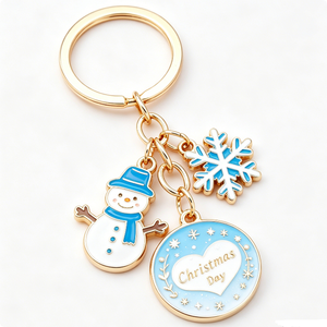 Llavero de Aleación de Zinc Navideño con Colgante de Muñeco de Nieve y Copo de Nieve, Estilo de Dibujos Animados, Regalo de Recuerdo - Product Image 6
