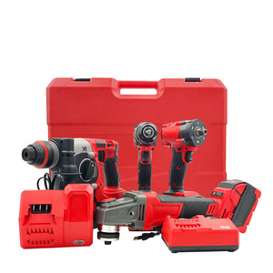 Kit d'outils 4-en-1 sans fil 21V avec perceuse, visseuse à chocs, marteau et outil d'angle, batterie au lithium, mallette de transport rigide, OEM TDMG10023 Lithium B - Product Image 3