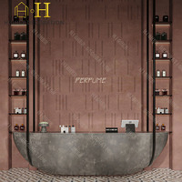 Comptoir de présentation de parfums en bois de haute qualité, présentoirs de parfums personnalisés, étagères de présentation de parfums pour vitrine de magasin