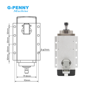 G-Penny ชุดมอเตอร์แกนหมุนระบายความร้อนด้วยอากาศหน้าแปลน ER11 1.5KW สี่เหลี่ยมพร้อม YL42 1.5KW อินเวอร์เตอร์ VFD แบริ่ง220V/380V 24000rpm - Product Image 5