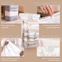 Sacs de rangement sous vide compressibles et économiseurs d'espace, transparents, écologiques, sans pompe, anti-poussière, pour vêtements de garde-robe