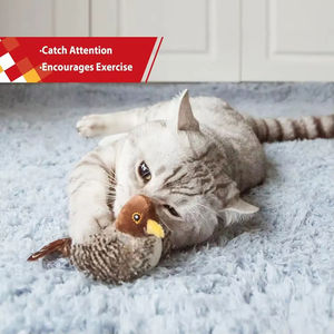 Lông mô phỏng thiết kế mèo đồ chơi thân thiện với môi trường thực sự chim hát chim sẻ Chim Đồ chơi với 3 chế độ vỗ mèo đồ chơi - Product Image 4