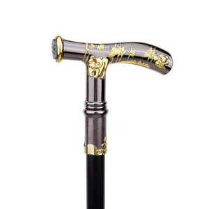 Bastón Decorativo de Cosplay con Diseño de Panda Negro y Dorado con Brújula, Bastón de <span class=keywords><strong>Dos</strong></span> Patas de Lujo para Caballero - Product Image 2