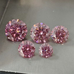 พลอยมอสซาไนต์ทรงกลมเจียระไนแบบบริลเลียนท์ สีชมพู เคลือบสีชมพู - Product Image 1