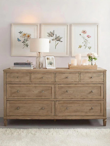 Прикроватный шкаф-комод в американском деревенском стиле из массива дерева с восемью ящиками, туалетный столик для спальни в стиле французского люксового отеля, Шанхай - Product Image 6