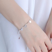 Bracelet de cheville ajustable en argent sterling 925 Vente en gros Bracelet à breloques papillon tendance pour couple Cadeaux pour amoureux Bijoux pour rhodium