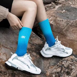 High Quality Fashion Colorful Unisex Cotton Tie Dye Embroidered Logo Men Custom Crew <b>Socks</b> - Product Image 5