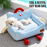Lit de repos rafraîchissant d'été pour chats et petits chiens, chaise longue respirante en soie glacée avec côtés de soutien et base antidérapante