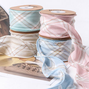 JK Plaid Serged Trim Ribbon Deco Print Ribbon Bow Set Lolita Diamond Lattice Vintage Hat Band Ribbon - Product Image 2