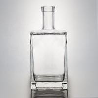 Bouteille à liqueur carrée haut de gamme en verre flint 500ml/700ml/750ml – Contenant transparent pour spiritueux (Vodka, Whisky, Gin)