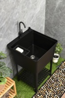 Évier multifonctionnel authentique pour extérieur et usage domestique, bac carré en plastique simple et durable, bassin de lavage pour balcon, évier utilitaire