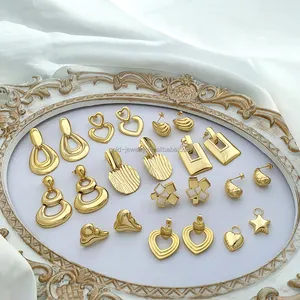 Brass Plated 18K Gold Earrings Bohemian style Hoop earring personalized melon seed shaped