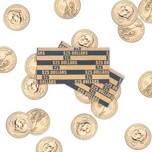Envoltorios para Monedas de 25 Dólares, Color Gris con Rayas, Papel Kraft Premium, Codificación por Colores ABA, para Manejo de Monedas en Bancos y Comercios - Product Image 4