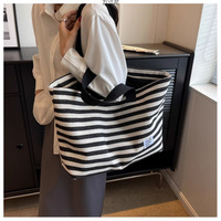 Sac en toile sur mesure pour femmes, sac fourre-tout simple à grande capacité rayé et à épaule unique pour femmes, nouvel arrivage