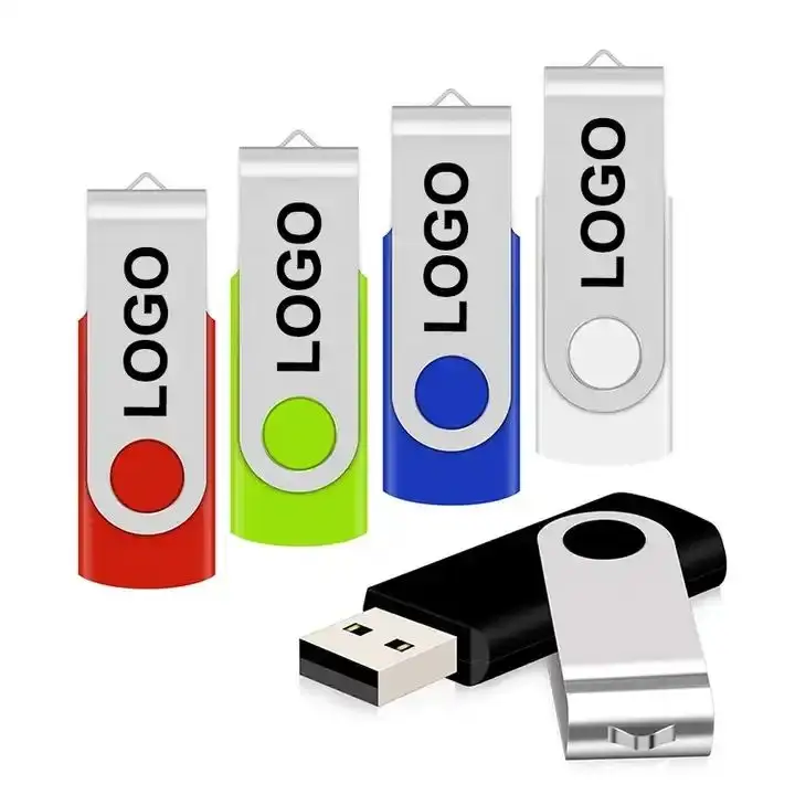 Clé USB torsadée pivotante Clé USB Mémoire 64 Go 16 Go 32 Go Sac en plastique PP Cahiers USB 2.0 Impression de logo personnalisé