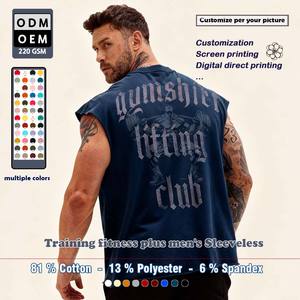 制造商定制 220gsm 无袖男士衬衫 DTF DTG 印花健身运动训练健身加码男士背心 - Product Image 1
