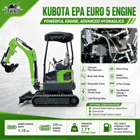 Mini-excavatrice de jardin EPA LAWNIO 20X avec capot, moteur Kubota D902, chenilles en caoutchouc, commande par joystick, pour travaux d'aménagement paysager