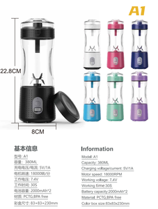 เครื่องปั่นพกพาขนาด 380 มล. ชาร์จผ่าน USB สำหรับทำสมูทตี้ คั้นน้ำผลไม้ขนาดเล็ก พร้อมใบมีดสแตนเลสสำหรับบดน้ำแข็ง เหมาะสำหรับการเดินทางและกิจกรรมกลางแจ้ง - Product Image 5