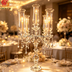 Grand chandelier en acrylique transparent à 5 bras, style cristal, pour décoration de table de mariage et de salle à manger - Product Image 3