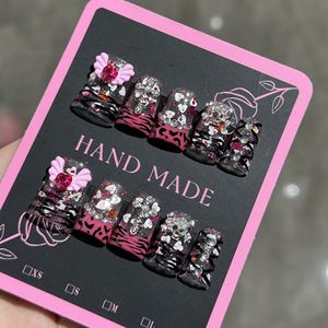 TSZS Marque Privée 10 Pièces <span class=keywords><strong>Faux</strong></span> Ongles Courts Faits Main à Presser Motif Lèvres Rouges 3D et Cœur en Strass pour la <span class=keywords><strong>Saint</strong></span>-<span class=keywords><strong>Valentin</strong></span> - Product Image 5