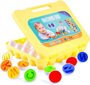 Alphabet de Pâques Jeu de <span class=keywords><strong>Bingo</strong></span> Montessori pour Enfants, Matching Motricité Fine, Lettres Assorties, Oeufs en Plastique, 26 Pièces - Product Image 1