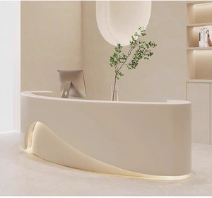 Bàn tiếp tân hiện đại tối giản hình tròn dành cho tiệm làm đẹp, cửa hàng công ty - Product Image 4