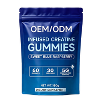 Gomitas de Creatina con Sabor a Frambuesa Azul, 60 Unidades, 5G por Porción, Suplemento Dietético, OEM/ODM