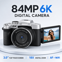 Appareil photo numérique avec capteur CMOS 84MP 6K, écran tactile rabattable de 3,0 pouces, zoom 18X, autofocus, WiFi, double caméra, capture de sourire, caméra selfie, caméra pour vlog