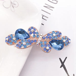 Usine de vente en gros personnalisé <span class=keywords><strong>crocodile</strong></span> tissu recouvert de barrettes pinces à cheveux en métal <span class=keywords><strong>pince</strong></span> à cheveux avec strass - Product Image 6