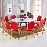Heiße Verkauf Runde Klappbare Banketttische aus Weißholz mit Metallbeinen für Hochzeiten, Außenrestaurants, Hotels, Veranstaltungen im Großhandel