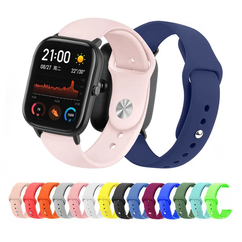 20mm 22mm Silicone Band For Amazfit Gts 3 2 2e Gts2 Mini Gtr 42mm 47mm Gtr 3 3pro 2 2e Sport Watch Bracelet Amazfit Bip Strap