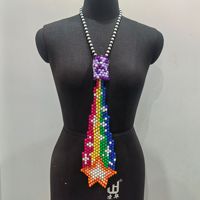 Cravate perlée artisanale pour femmes et hommes, avec perles Pony, motif étoile filante et arc-en-ciel, accessoire de festival Rave, cravate Kandi vibrante