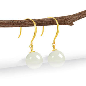 Pendientes de Jade Natural Nefrita con Cuentas de Plata S925, Joyería de Moda para Mujer, Diseño Original, Regalo con Certificado de Tasación D1296 - Product Image 2