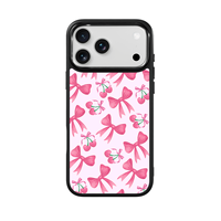 Coque de téléphone AG Feeling Black Edge avec motif nœud cerise doré pour iPhone 17, 17 Pro Max, 16 Pro, 15 – Coque magnétique