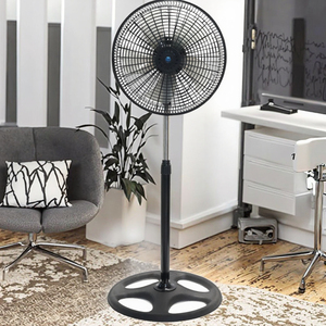Ventilateur sur pied de 16 pouces, 5 pales en plastique, noir, usage domestique et extérieur, commande mécanique, OEM, réglable, nouveau, meilleur prix - Product Image 6